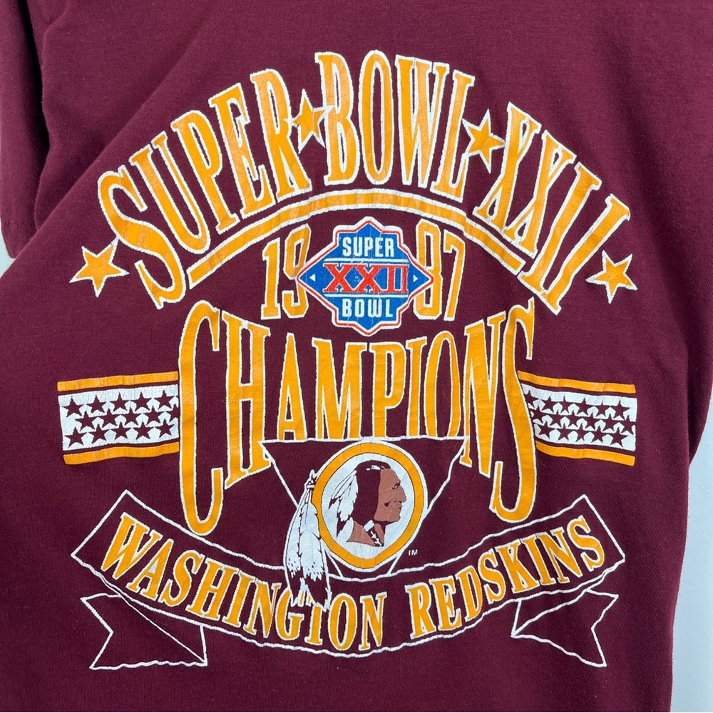 Vtg 1987 Washington Redskins Super Bowl Champions Single Stitch TShirt Fit Small